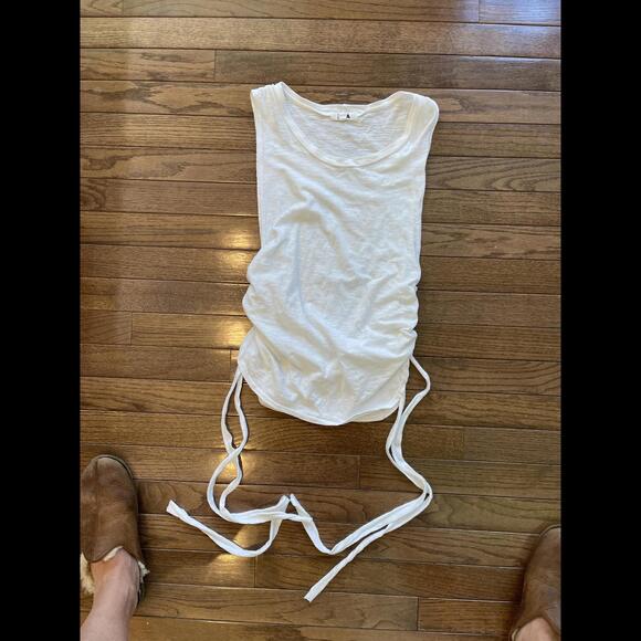 LNA Tops - LNA white cotton tank top with lace up sides small